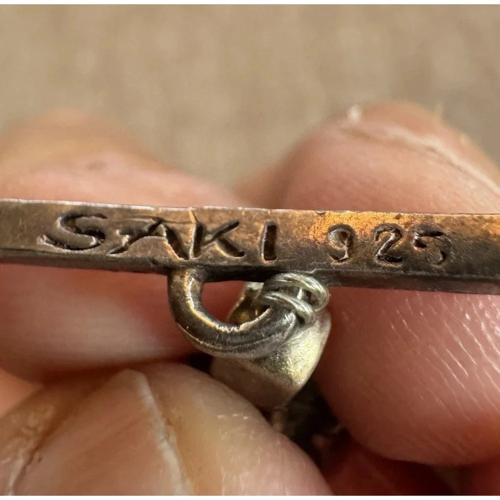 SAKI 925 Sterling Silver Salmon Coral Double Strand Bracelet 32.45g 7